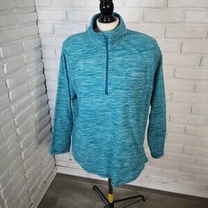 St John's Bay Ladies Size XL Teal Classic 1/4 Zip Fleece Pullover